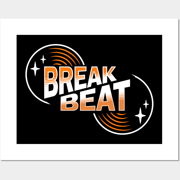 BREAKBEAT  - Retro Vinyl (Orange) Wall Art by DISCOTHREADZ 